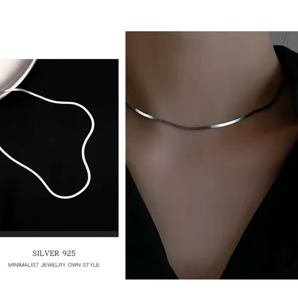 925 Sterling Silver Clavicle Chain Necklace For Women Snake Bone Chain Charm